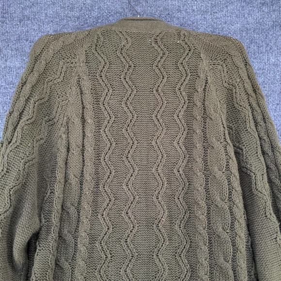 Crazy Horse Women's Button Front Cable Knit Cardigan Sweater Green XL V-Neck - Picture 6 of 11